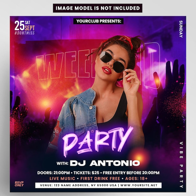 Instagram-Flyer-Vorlage für DJ-Club-Party
