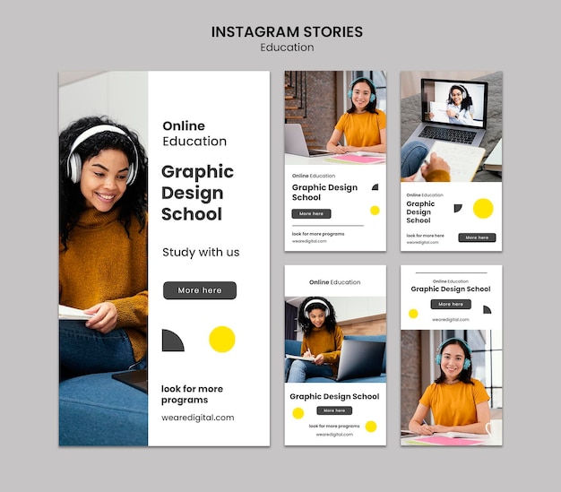 PSD instagram-geschichten der grafikdesignschule