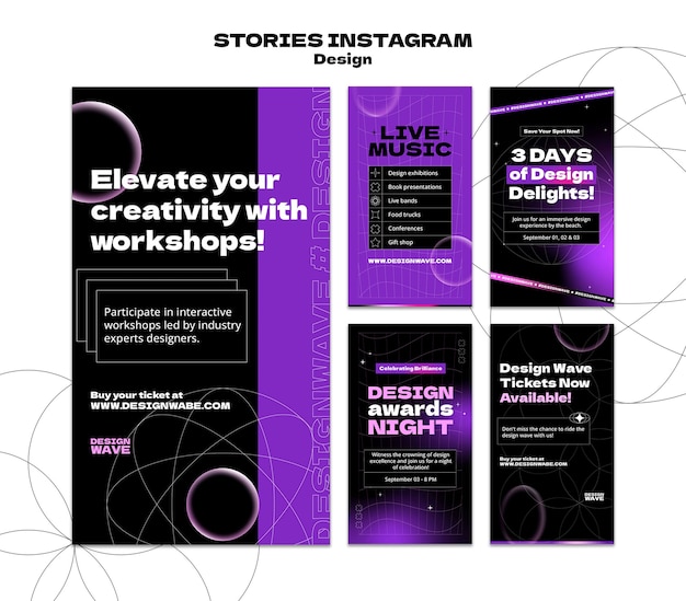 PSD instagram-geschichten mit farbverlaufsdesign-konzept