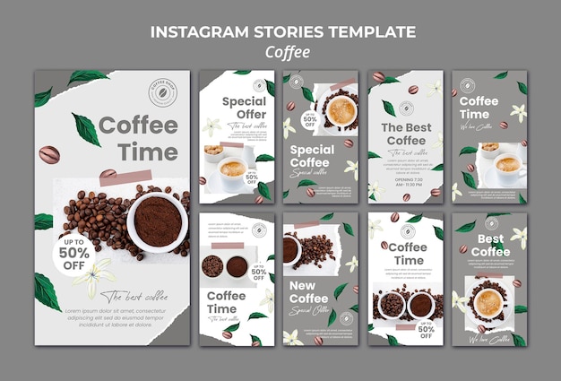 Instagram Geschichten Sammlung für Kaffee