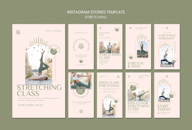 Instagram Geschichten Sammlung für Stretching Kurs