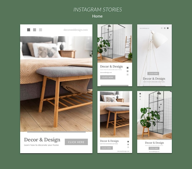 PSD instagram geschichten sammlung für wohnkultur und design