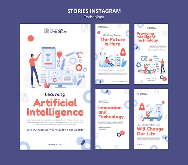 PSD instagram-geschichten über künstliche intelligenz
