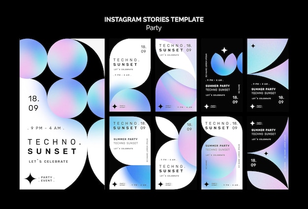 PSD instagram-geschichten-vorlage für techno-musikpartys