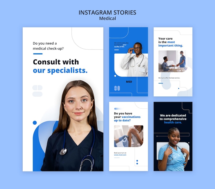 PSD instagram-geschichten zum medizinischen konzept