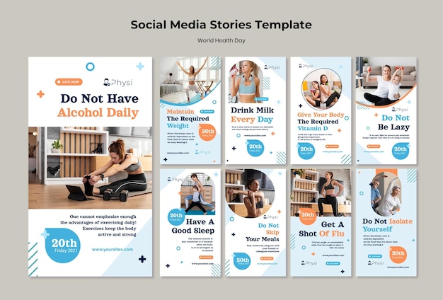 PSD instagram-geschichten zum weltgesundheitstag