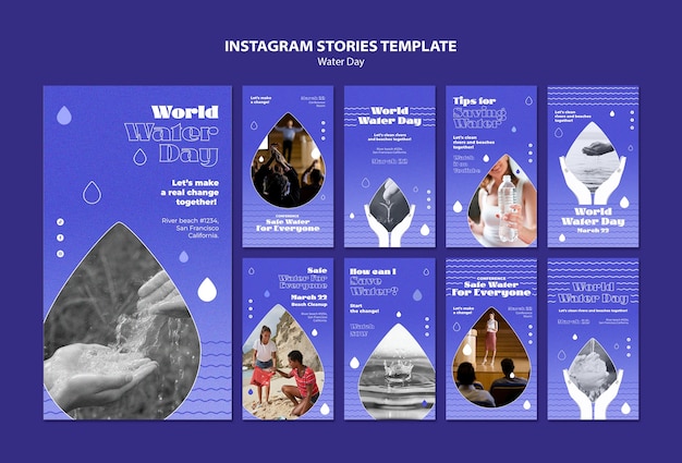 PSD instagram-geschichten zum weltwassertag
