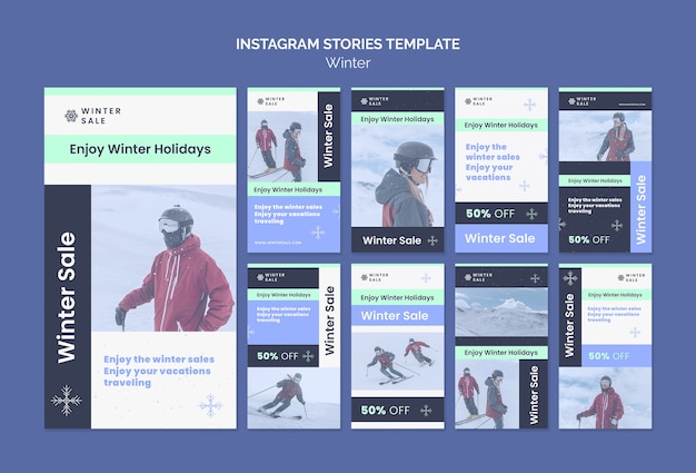 PSD instagram-geschichten zum winterschlussverkauf