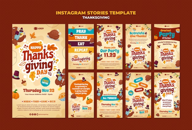 PSD instagram-geschichten zur thanksgiving-feier