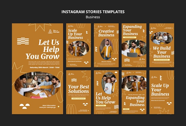 PSD instagram-geschichtensammlung für kreative geschäftslösungen mit arbeitskollegen