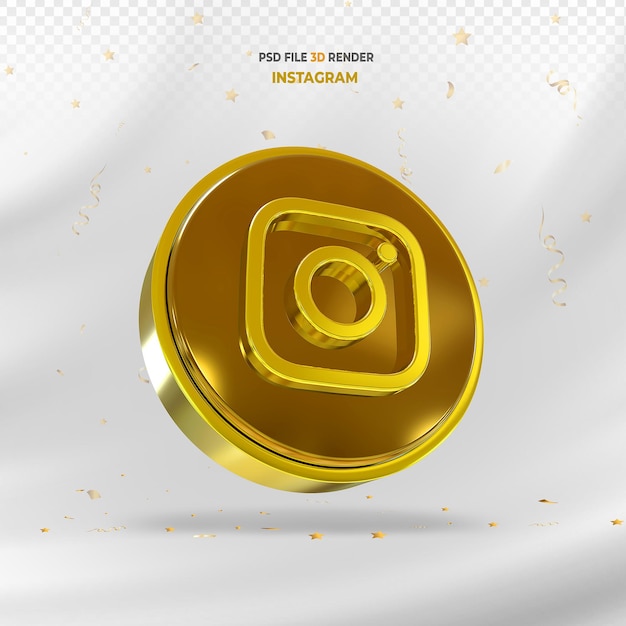 PSD instagram gold social media logo 3d-rendering