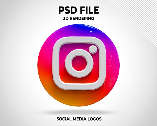 PSD instagram logo 3d social media