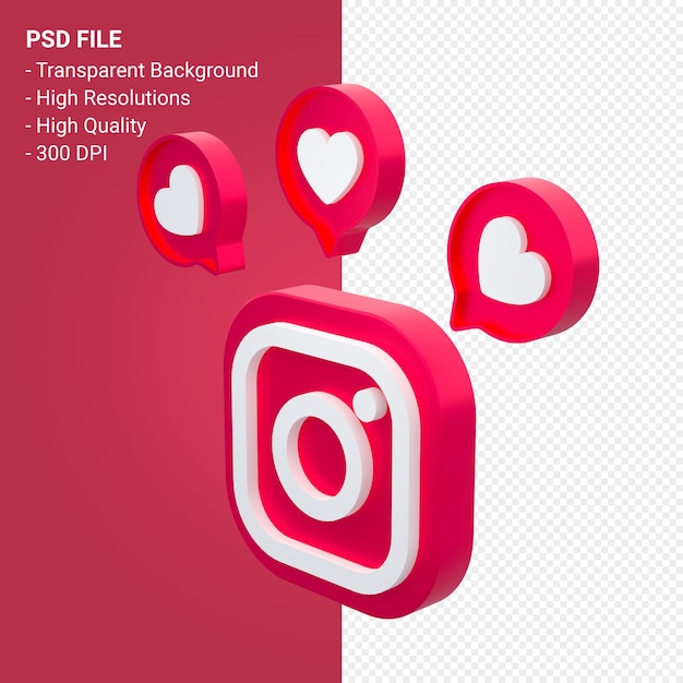 Instagram-Logo in 3D-Rendering isoliert