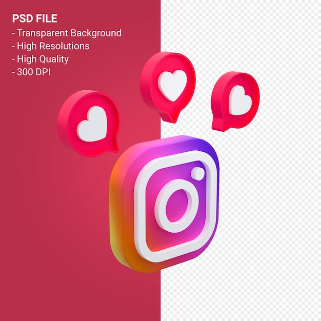 Instagram-logo in 3d-rendering isoliert