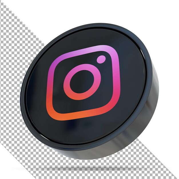 Instagram logo social media 3d stili neri