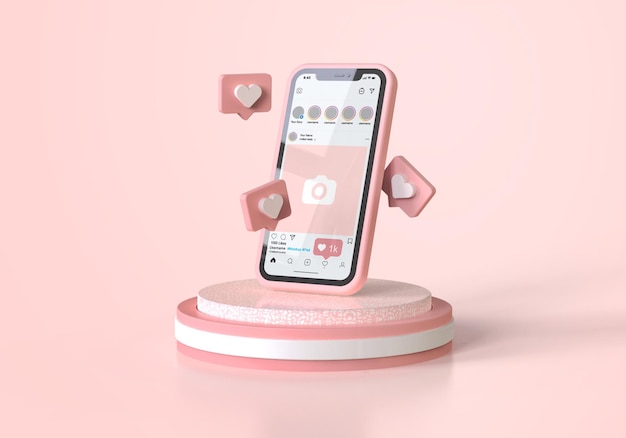 Instagram Sur Une Maquette De Téléphone Portable Rose