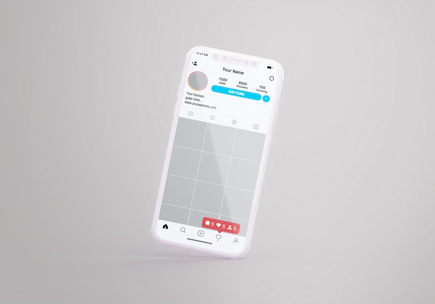 Instagram de médias sociaux sur la maquette de téléphone mobile