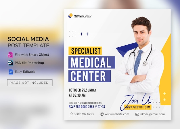 PSD instagram médico pós-premium psd