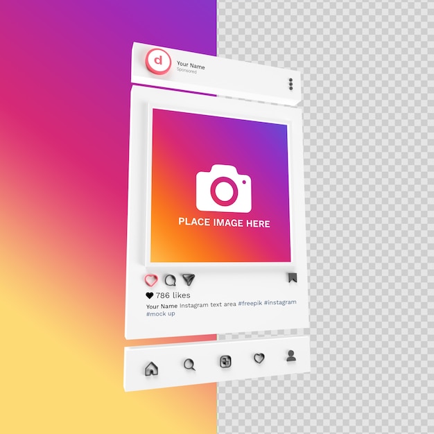 Instagram Mockup em renderização isolada de mídia social 3D
