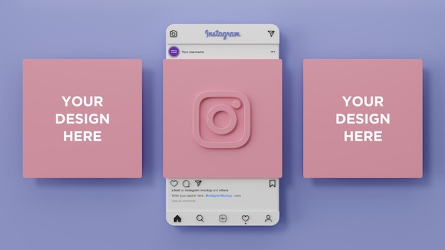 Instagram mockup-oberfläche von social media und ui-ux-app-präsentation