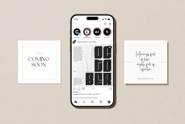 Instagram-Mockup-Vorlage PSD-Design