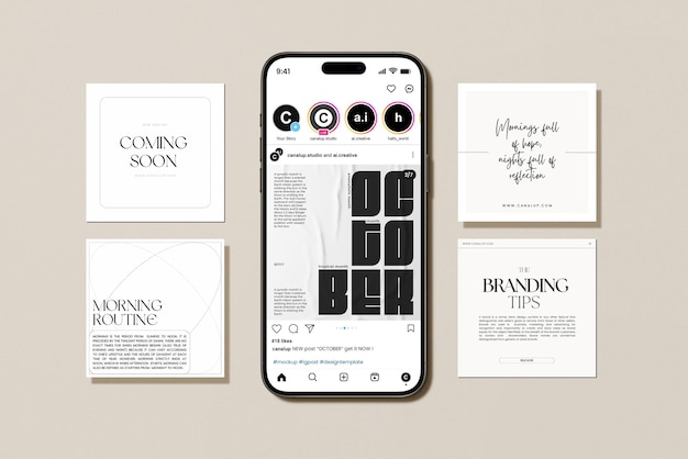 Instagram-Mockup-Vorlage PSD-Design