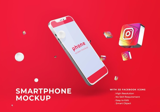 instagram na maquete de celular prata