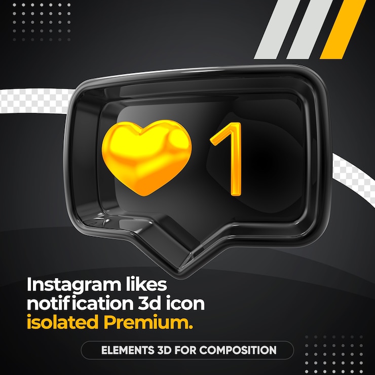 PSD instagram negro le gusta el icono derecho de notificación aislado
