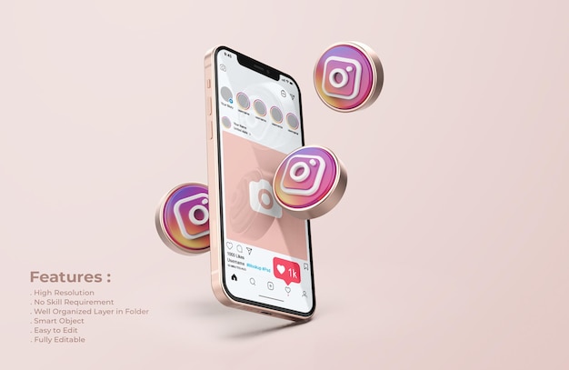Instagram no modelo do celular Rose Gold