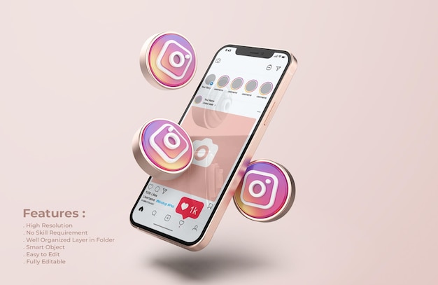 Instagram no modelo do celular Rose Gold