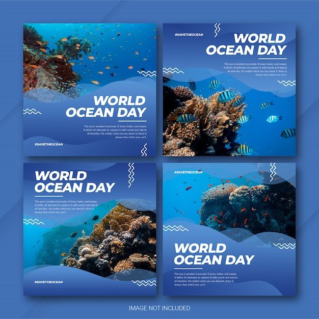 Instagram post bundle dia mundial dos oceanos