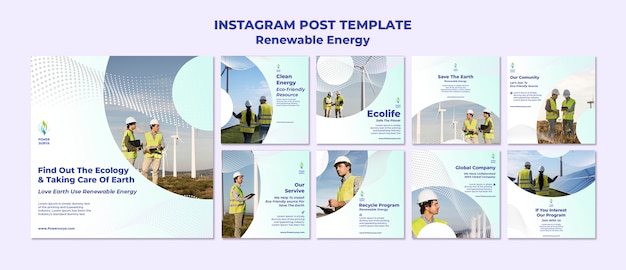 PSD instagram-post-design-vorlage für erneuerbare energien