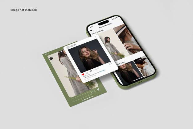 PSD instagram-post mit handy-mockup