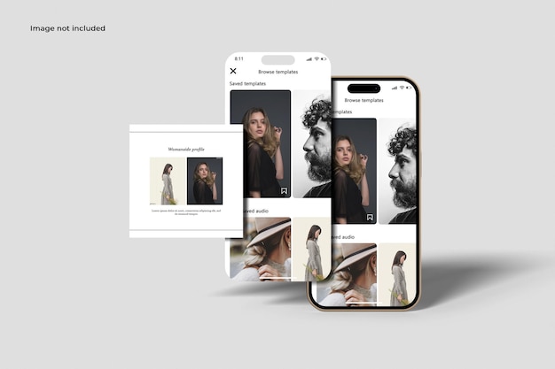 PSD instagram-post mit handy-mockup