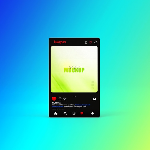 Instagram-Post-Mockup 3D-gerenderte Schnittstelle