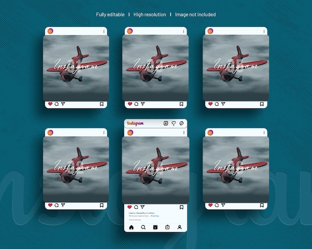 PSD instagram-post-mockup auf schwebender 3d-benutzeroberfläche