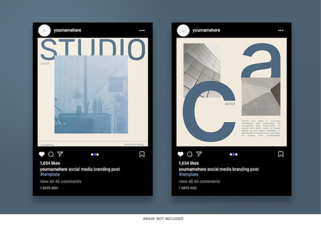 Instagram Post Mockup frame Interfaccia modello social media Instagram pop up UI layout di progettazione