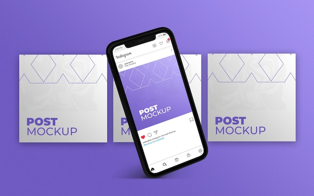 PSD instagram-post-mockup für drei posts