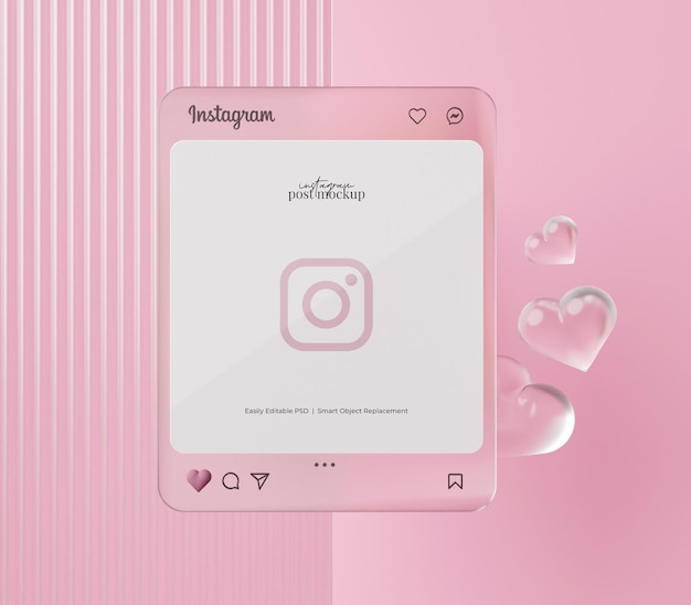 PSD instagram post mockup gerenderte 3d-szene