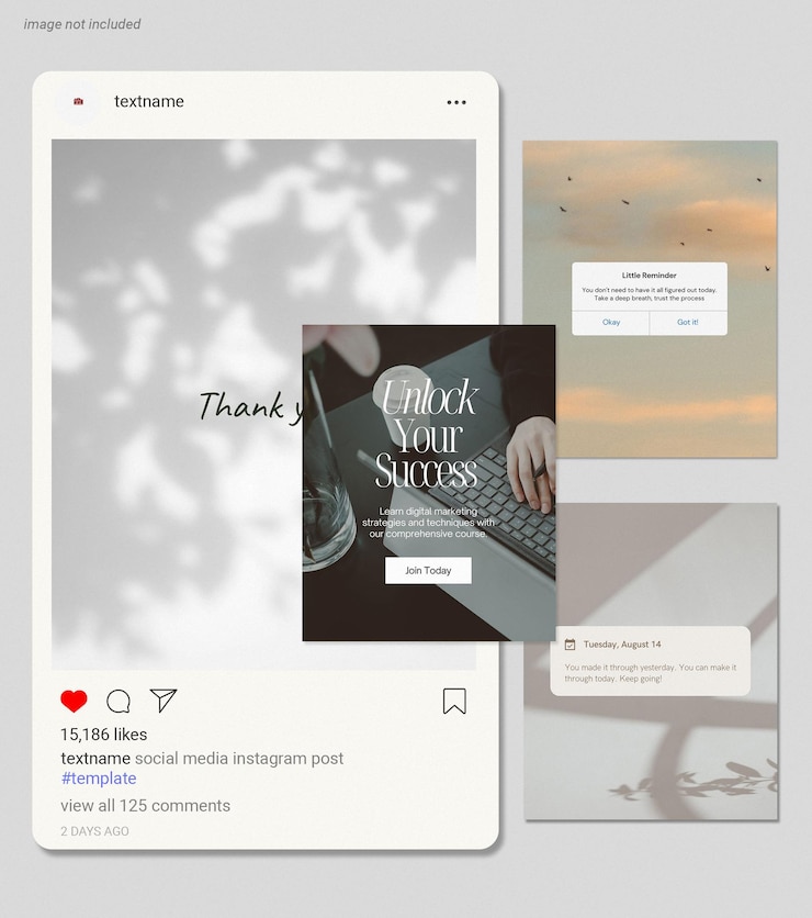 PSD instagram post mockup modèle de réseau social conception de l'interface de marque post instagram