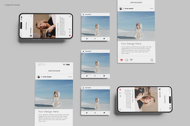 Instagram-post-mockup und instagram-geschichte