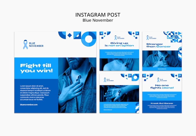 Instagram-post-set für blaues november-bewusstsein