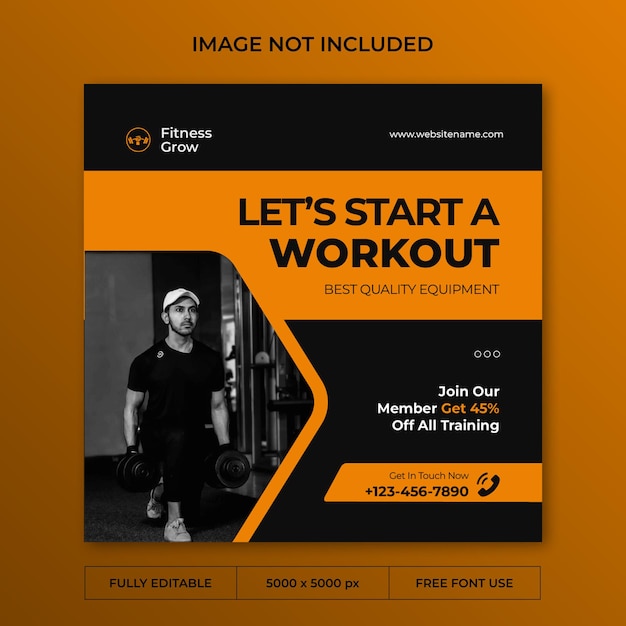Instagram-Post-Social-Media-Vorlage für Fitnesstraining