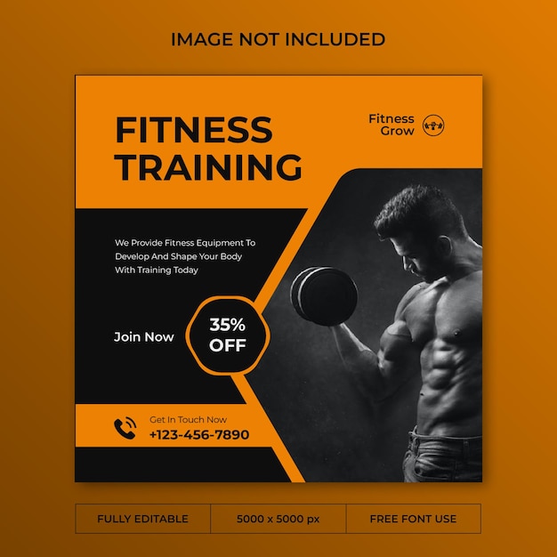 Instagram-Post-Social-Media-Vorlage für Fitnesstraining