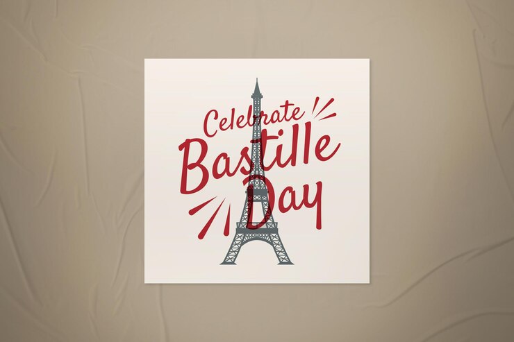 PSD instagram-post zum tag der bastille im retro-stil