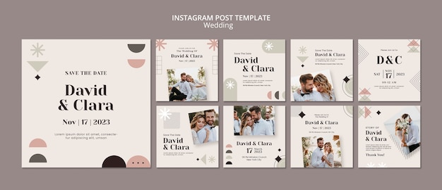 Instagram-Posts für geometrische Hochzeitsfeiern