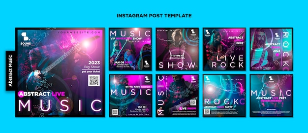 PSD instagram-posts für musikshows