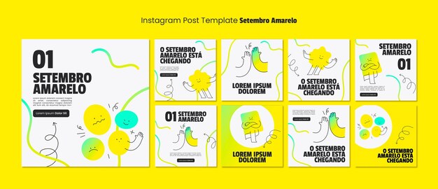 Instagram-Posts-Sammlung für die brasilianische Suizid-Monats-Vorbeugungs-Bewusstseins-Kampagne