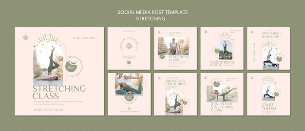 Instagram Posts Sammlung für Stretching Kurs