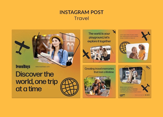 PSD instagram-posts über reiseabenteuer